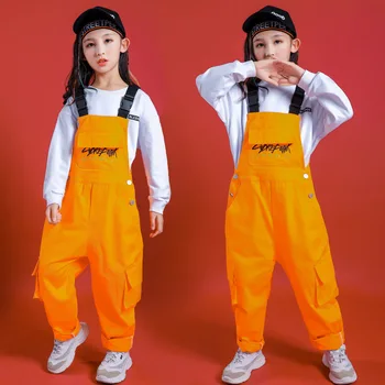 Çocuk Tulumları Pantolon Çocuk Hip Hop Dans Erkek Kız Streetwear Sahne Gösterisi Gevşek Rahat Önlük Pantolon Tulum
