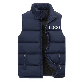 Özel Marka Logosu Erkek Ceket Sonbahar Kış Sıcak Yelek Aşağı Pamuk Kolsuz Ceket Yelek Adam Sıcak Erkek Açık Ceket