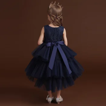 Ücretsiz Kargo Toddler Kız Çocuklar Yeni Parti Resmi elbise Katlı Taklidi çocuk giyim Doğum Günü Prenses Tutu Elbise