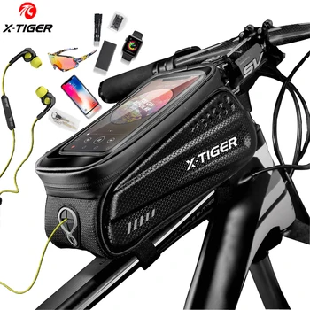 X-TIGER Bisiklet çanta çerçevesi Ön Üst Tüp Bisiklet Çantası Yansıtıcı 6.5 in telefon kılıfı Dokunmatik Ekran Çantası Aksesuarları Su Geçirmez Bisiklet Çantası